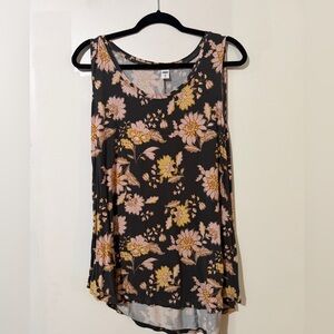 Old Navy Floral Tank Top - Dark gray and pink and yellow